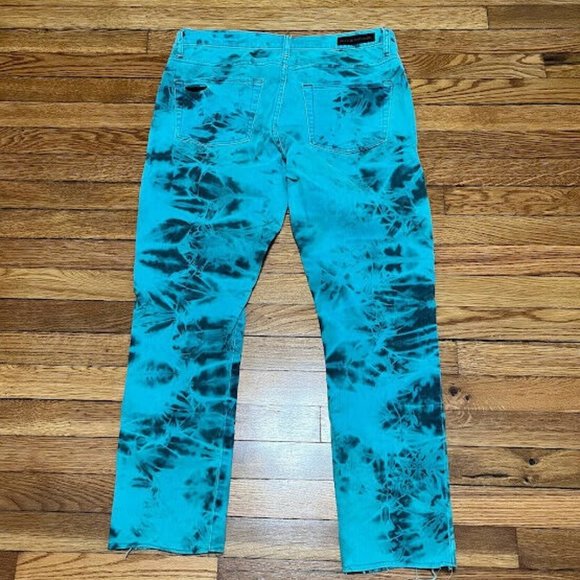 Rock & Republic Berlin Oscar Blue Tie Dye Jeans Womens Size 14 Straight Leg - Picture 4 of 4